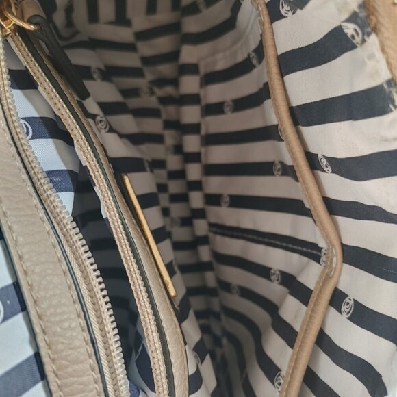 LA DIVA Women's Italian Design Beige Hand Bag Hobo Satchel Purse Zippers - Picture 8 of 12